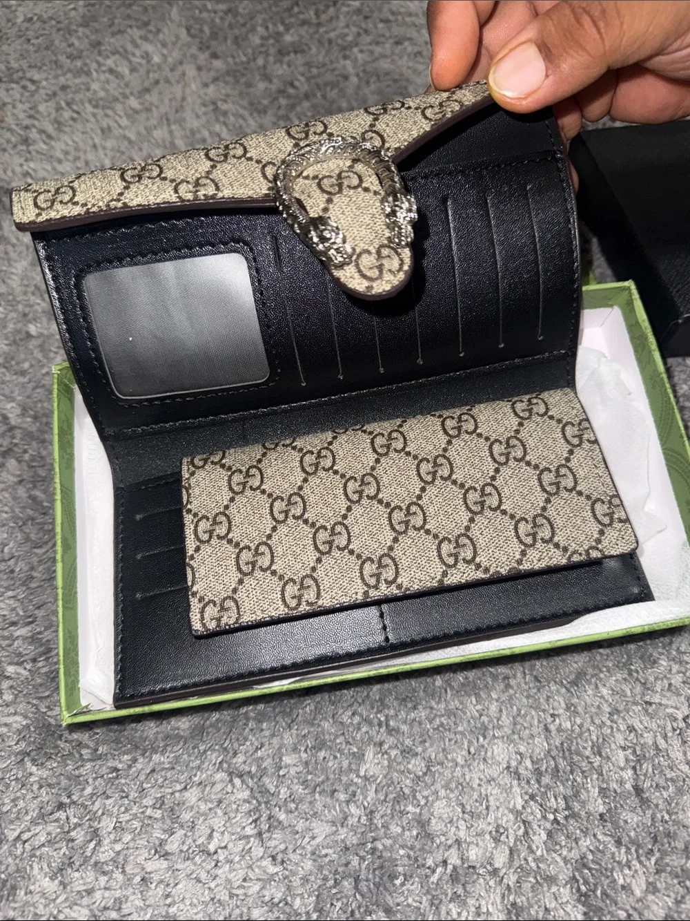 Beige Brown GG Supreme Dionysus Continental Wallet with Silver Hardware - Picture 4 of 8